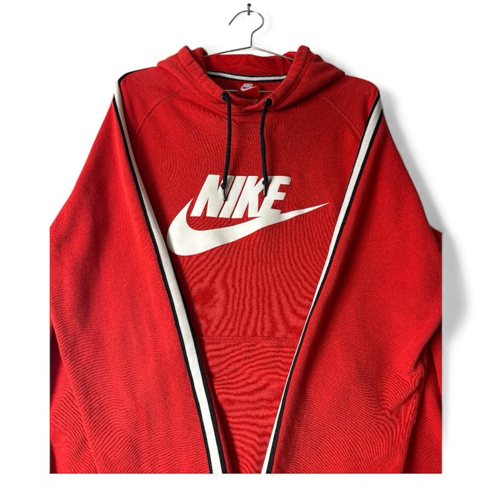 Nike Men's Bold Red Hoodie with White Logo - Awesome sweatshirt!